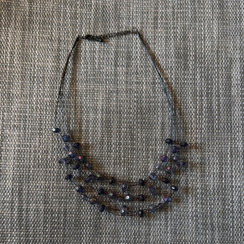 Purple Sparkly Choker Beaded Necklace